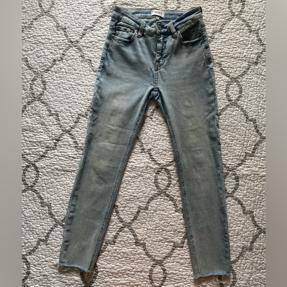 Pistola Denim Light Wash Raw Hem Skinny Jeans Women’s size 26 petite
